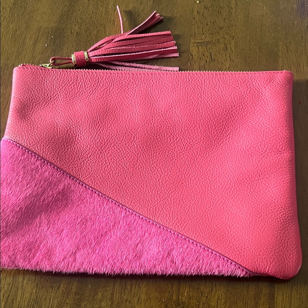 Chico's Vibrant Pink Clutch with Tassel Accent